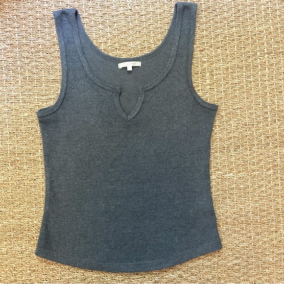 Z Supply Sneak Peek Brushed Rib Tank - Dark Grey - Picture 8 of 10